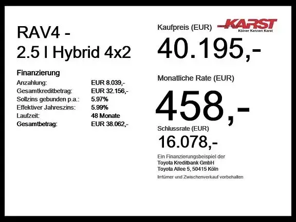 Gebraucht Toyota RAV4 Hybrid 218 PS (160 kW) 2025 Schneeweiss SUV