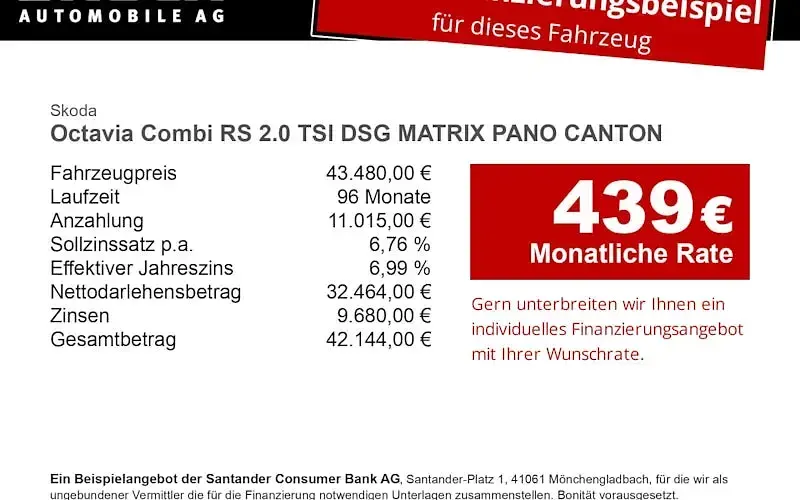 Neu Skoda Octavia RS 265 PS (194 kW) 2026 Grau Kombi