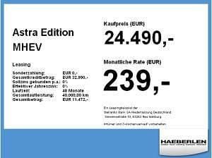 Neu Opel Astra Edition 144 PS (105 kW) 2026 Blau (athletik blau) Limousine