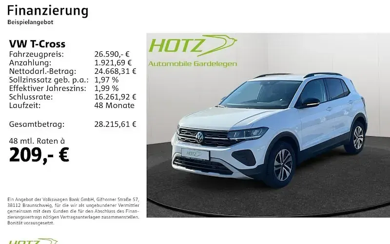 Neu VW T-Cross 95 PS (69 kW) 2026 Pure white SUV