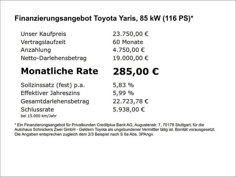 Neu Toyota Yaris Hybrid 116 PS (85 kW) 2025 Schwarz Kleinwagen