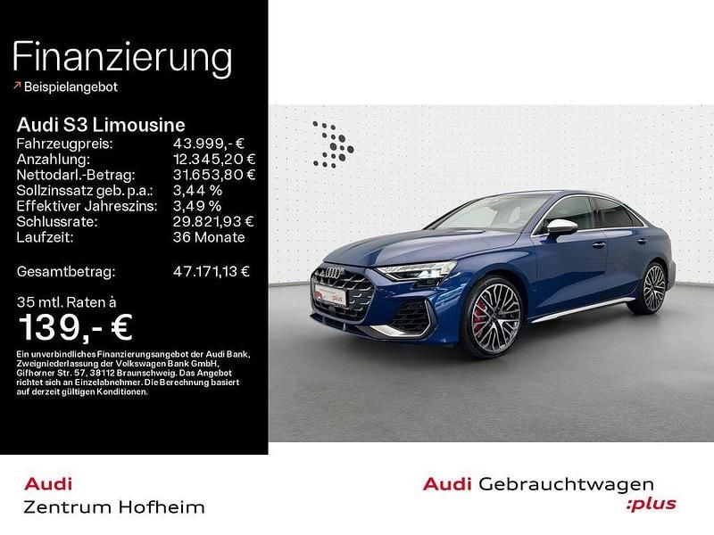 Ascariblau metallic Gebraucht 2024 Audi S3 Ambiente Limousine | 43.999 € (Superpreis) - Bild 1/4