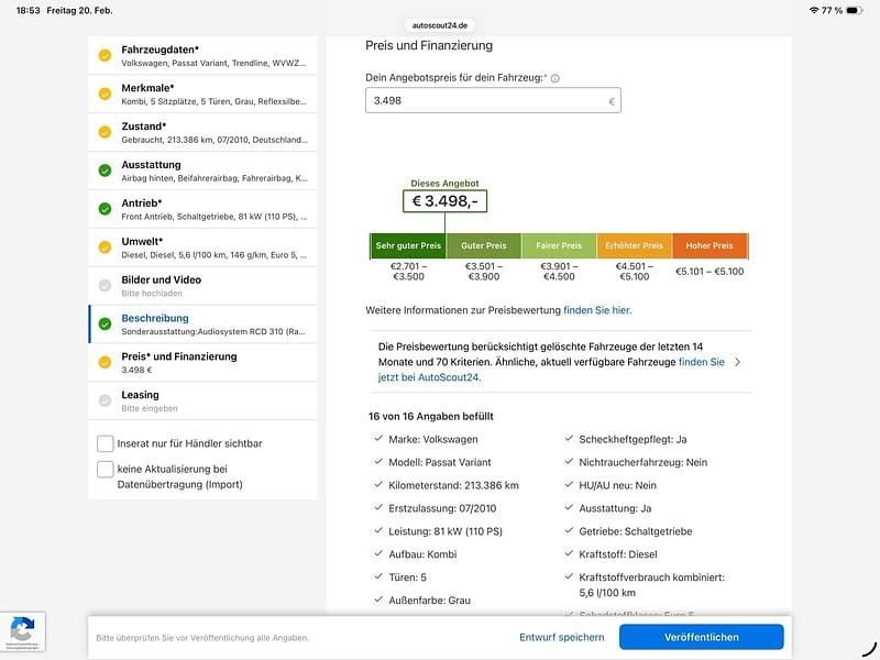Gebraucht VW Passat Trendline 110 PS (80 kW) 2010 Grau Kombi