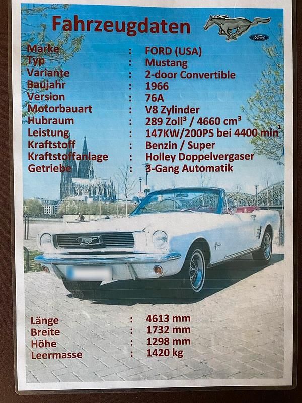 Usata Ford Mustang 1966 Bianco Cabrio