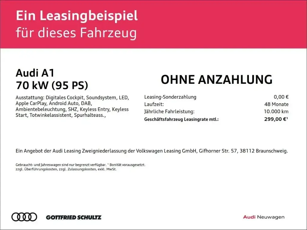 Neu Audi A1 Sportback 95 PS (69 kW) 2026 Gruen Kleinwagen
