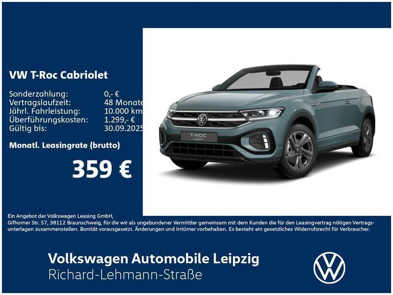 Blau Neu 2025 VW T-Roc Cabriolet R-line Cabrio | 42.490 € (Guter Preis) - Bild 1/3