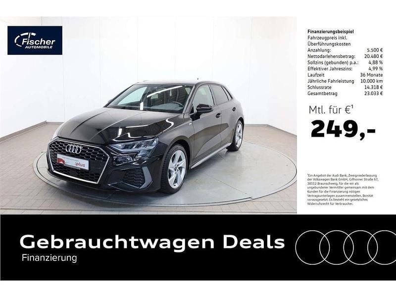 Schwarz Gebraucht 2024 Audi A3 Sportback S-Line Limousine | 25.980 € (Guter Preis) - Bild 1/4