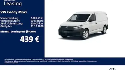 Neu VW Caddy Maxi 122 PS (89 kW) 2026 Weiß Van / Kleinbus