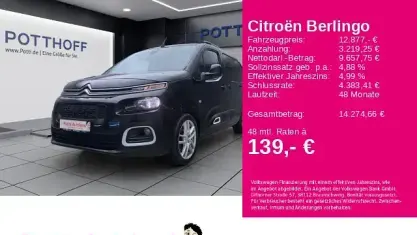Gebraucht Citroën Berlingo 110 PS (80 kW) 2019 Schwarz Van / Kleinbus