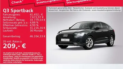 Mythosschwarz metallic Gebraucht 2025 Audi Q3 S-Line SUV | 41.452 € (Fairer Preis)