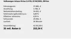 Grau Neu 2025 VW Arteon R-line Limousine | 37.880 € (Superpreis)