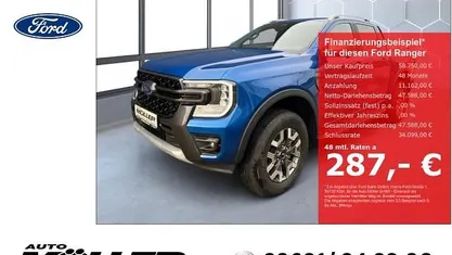 Neu Ford Ranger Wildtrack 281 PS (206 kW) 2025 Blau Pickup