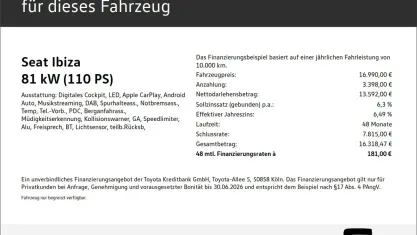 Gebraucht Seat Ibiza Style 110 PS (80 kW) 2023 Weiss Kleinwagen