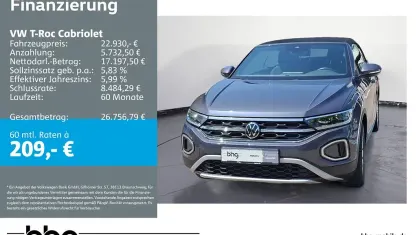 Gebraucht VW T-Roc Cabriolet Style 110 PS (80 kW) 2022 Grau Cabrio