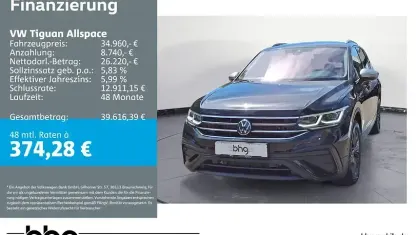 Gebraucht VW Tiguan Allspace Life 150 PS (110 kW) 2024 Schwarz SUV