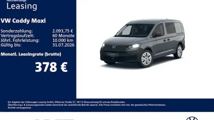Neu VW Caddy Maxi 102 PS (75 kW) 2026 Grau Van / Kleinbus