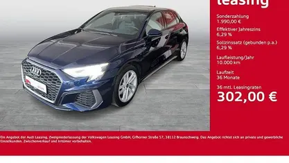 Begagnad Audi A3 S-Line 204 HK (150 kW) 2022 Blå Sedan