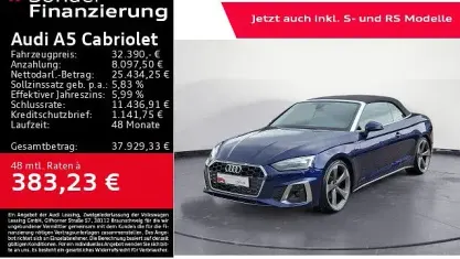Gebraucht Audi A5 Cabriolet S-Line 150 PS (110 kW) 2022 Blau Cabrio