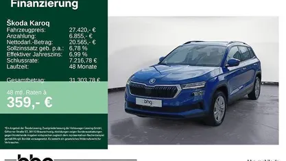 Blau Gebraucht 2024 Skoda Karoq Selection SUV | 27.420 € (Guter Preis)