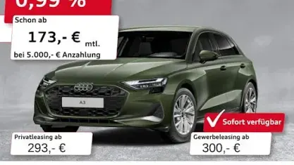 Gebraucht Audi A3 Advanced 150 PS (110 kW) 2025 Grün Limousine