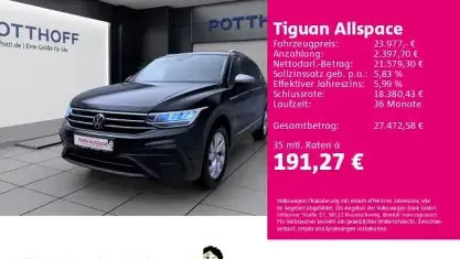 Gebraucht VW Tiguan Allspace Life 150 PS (110 kW) 2024 Schwarz SUV