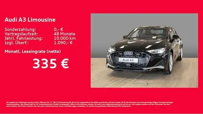 Schwarz Neu 2025 Audi A3 Advanced Plus Limousine | 33.808 € (Fairer Preis)