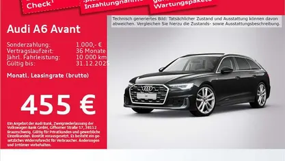 Mythosschwarz metallic Gebraucht 2025 Audi A6 S-Line Kombi | 47.961 € (Superpreis)