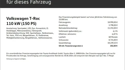 Usata VW T-Roc Sport 150 CV (110 kW) 2020 Nero SUV