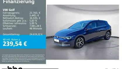 Gebraucht VW Golf VIII Style 131 PS (96 kW) 2022 Blau Limousine