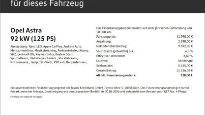 Gebraucht Opel Astra 125 PS (91 kW) 2018 Schwarz Kombi