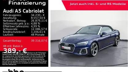 Gebraucht Audi A5 Cabriolet S-Line 150 PS (110 kW) 2022 Blau Cabrio
