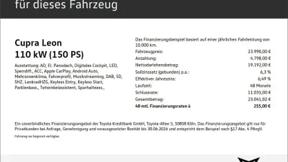 Gebraucht Cupra Leon 150 PS (110 kW) 2023 Weiss Limousine