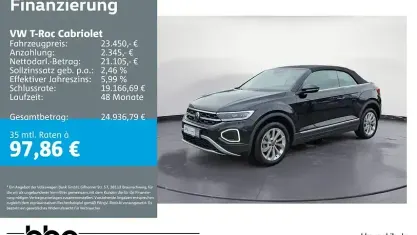 Gebraucht VW T-Roc Cabriolet Style 116 PS (85 kW) 2025 Schwarz Cabrio