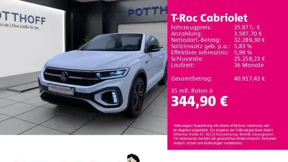 Gebraucht VW T-Roc Cabriolet R-line 150 PS (110 kW) 2025 Weiß Cabrio