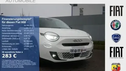 Nouvelle Fiat 600 La Prima 110 ch (80 kW) 2026 Blanc SUV