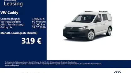 Neu VW Caddy 116 PS (85 kW) 2026 Weiß Van / Kleinbus