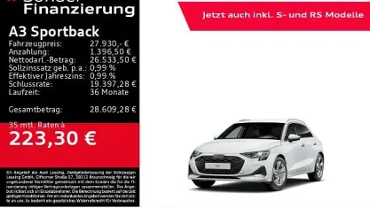 Gebraucht Audi A3 Advanced Plus 150 PS (110 kW) 2025 Weiß Limousine
