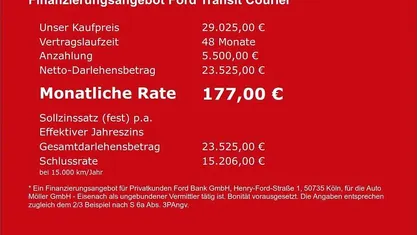 Rot Neu 2026 Ford Transit Trend Van / Kleinbus | 29.025 € (Teuer)