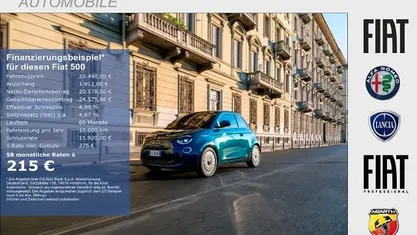 Ozean grün metallic (blau) Neu 2025 Fiat 500 | 22.490 € (Fairer Preis)