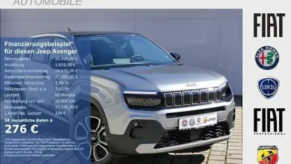 Uusi Jeep Avenger Summit 110 HP (80 kW) 2025 Harmaa Katumaasturi