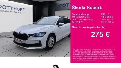 Gebraucht Skoda Superb Essence 150 PS (110 kW) 2025 Purity weiss Kombi