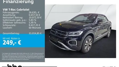 Gebraucht VW T-Roc Cabriolet Goal 116 PS (85 kW) 2025 Deep black perleffekt/schwarz Cabrio