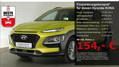 Gebraucht Hyundai Kona YES! 120 PS (88 kW) 2019 Gelb SUV