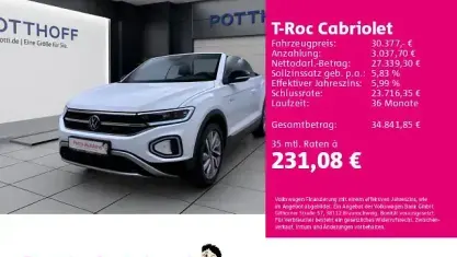 Gebraucht VW T-Roc Cabriolet Goal 150 PS (110 kW) 2025 Weiss Cabrio