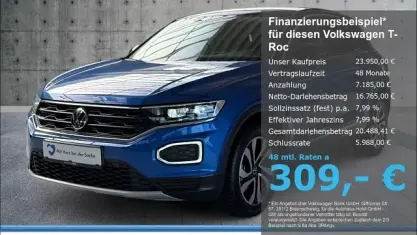 Second-hand VW T-Roc Active 150 CP (110 kW) 2021 Albastru SUV