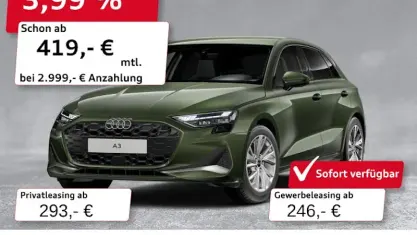 Gebraucht Audi A3 Advanced 150 PS (110 kW) 2025 Grün Limousine