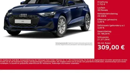 Usado Audi A3 Sport 150 HP (110 kW) 2025 Azul Sedan