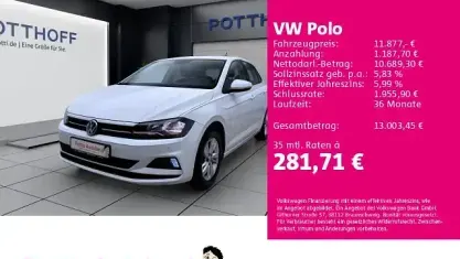 Gebraucht VW Polo Comfortline 80 PS (58 kW) 2020 Weiß Kleinwagen