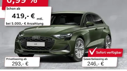 Gebraucht Audi A3 Advanced 150 PS (110 kW) 2025 Grün Limousine