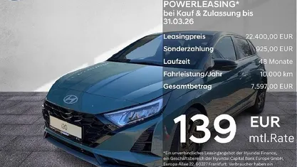 Neu Hyundai i20 Blackline 90 PS (66 kW) 2025 Mangrove green / mic Kleinwagen